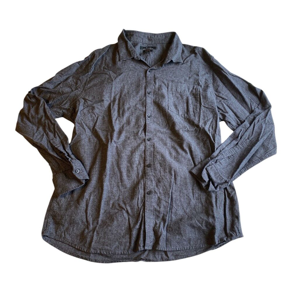 Marc Anthony Men's XXL Slim Fit Black/Gray Long Sleeve Button Up Shirt